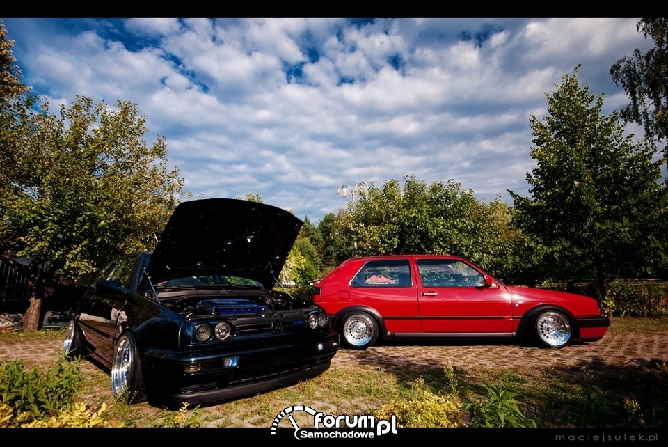 VW Golf III czarny, VW Golf II czerwony, Tuning, ASTW