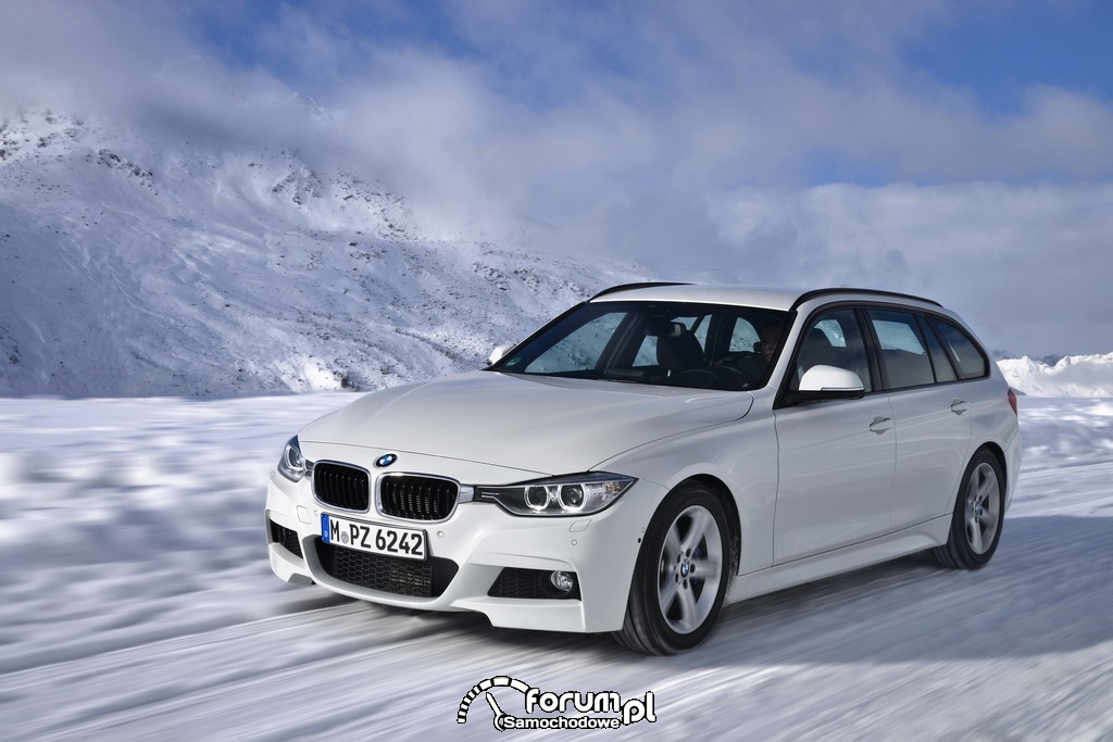 BMW 320d xDrive Touring, przód, zima w górach