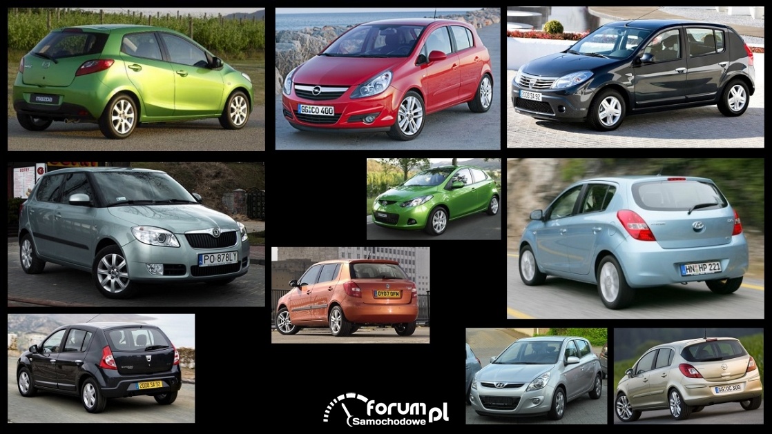 Porównanie: Dacia Sandero I, Hyundai i20 I, Mazda 2 II, Opel Corsa D, Skoda Fabia II