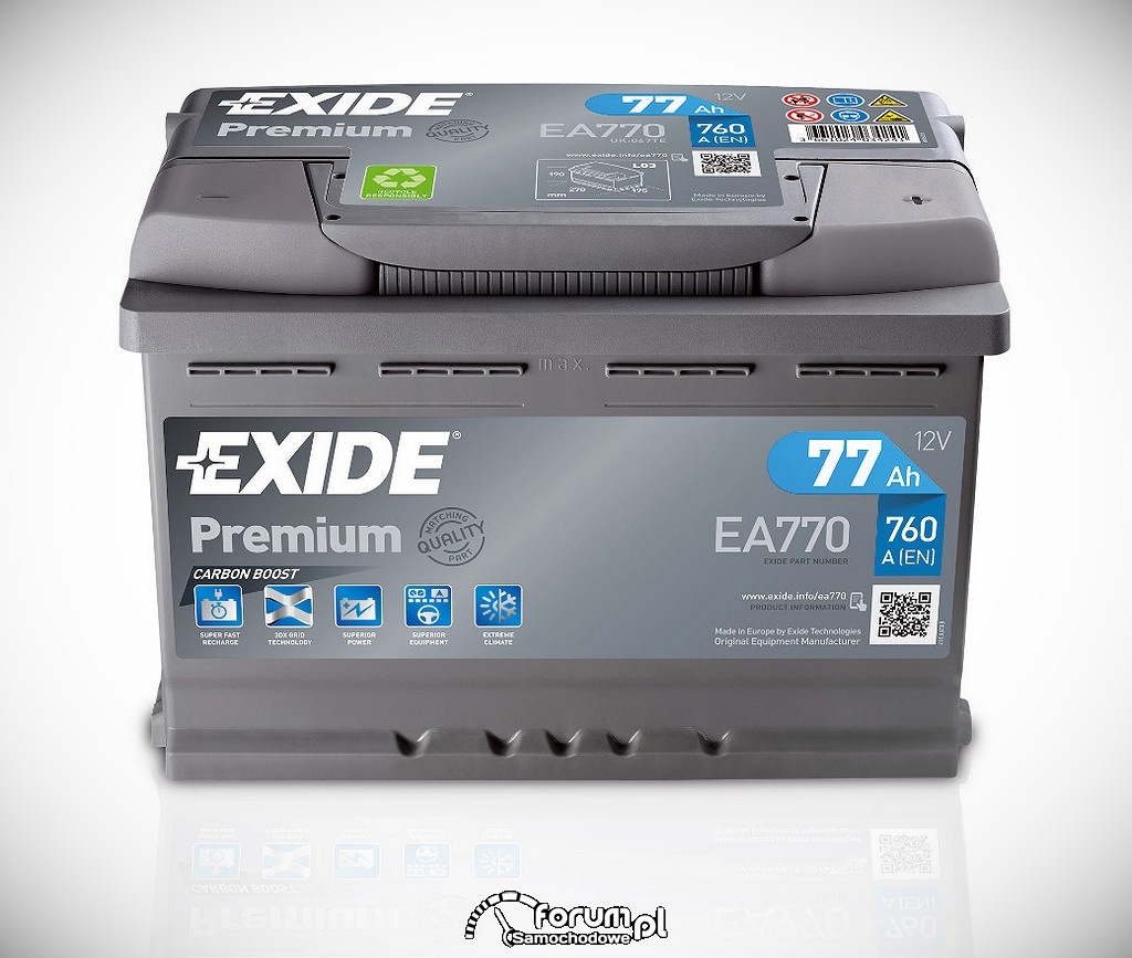 Akumulator Exide Premium EA770, 77Ah, 760A