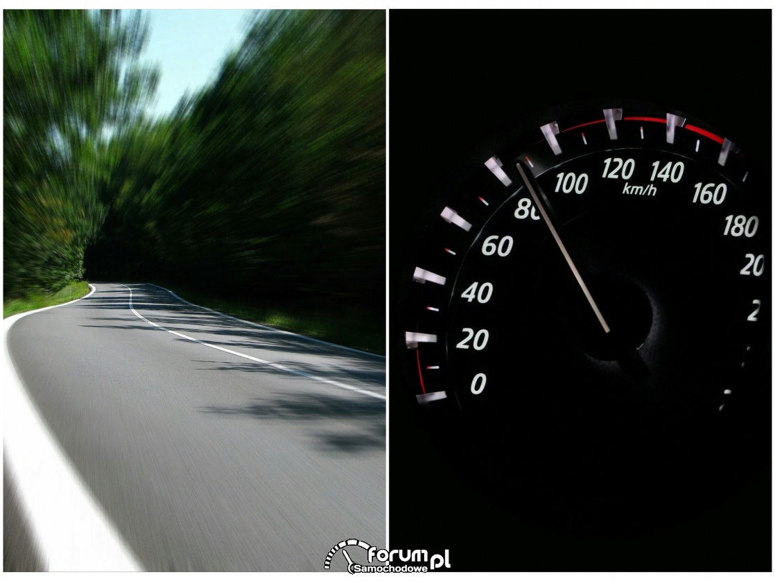 Licznik i duża prędkość na krętej drodze