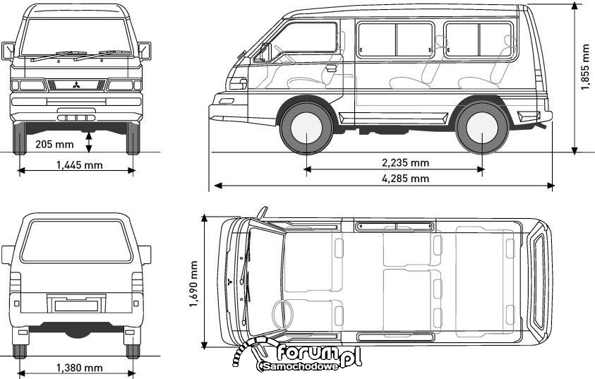 Mitsubishi L300 wymiary