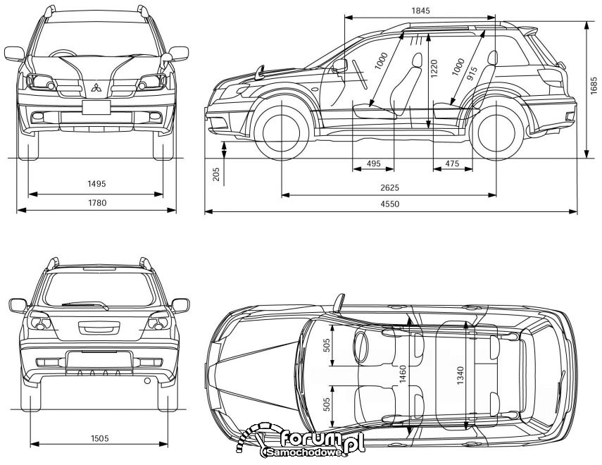 Mitsubishi outlander чертеж