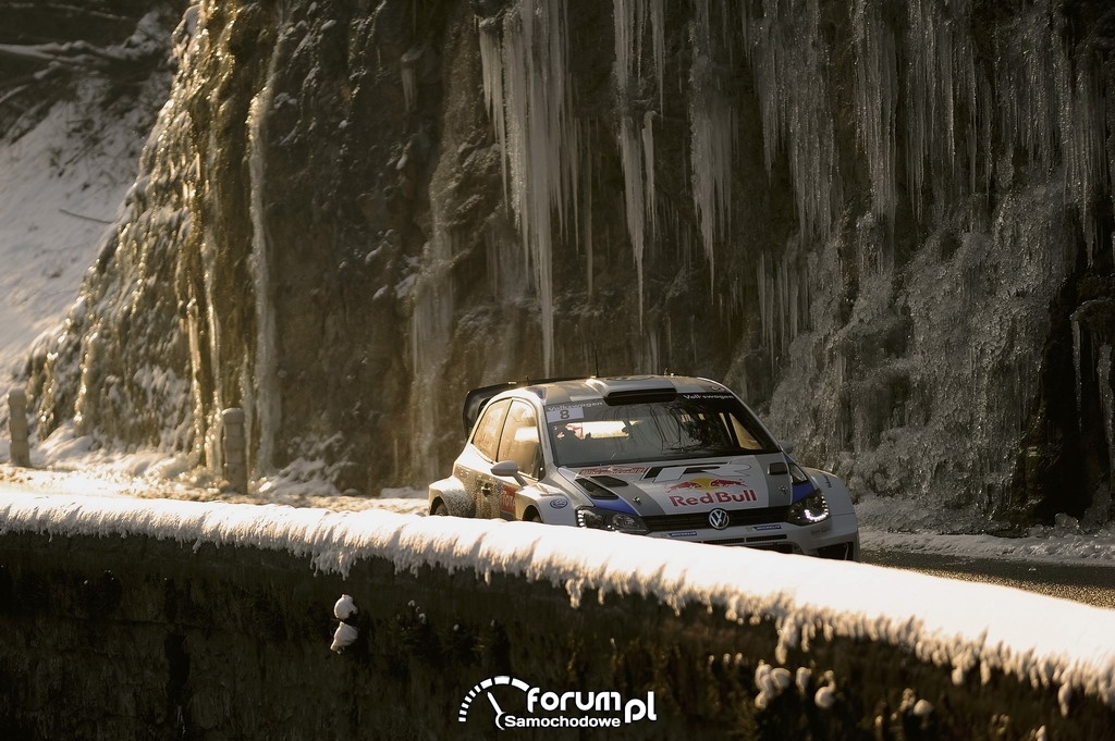 VW Polo R WRC, Rajd Monte Carlo 2013, droga w skałach