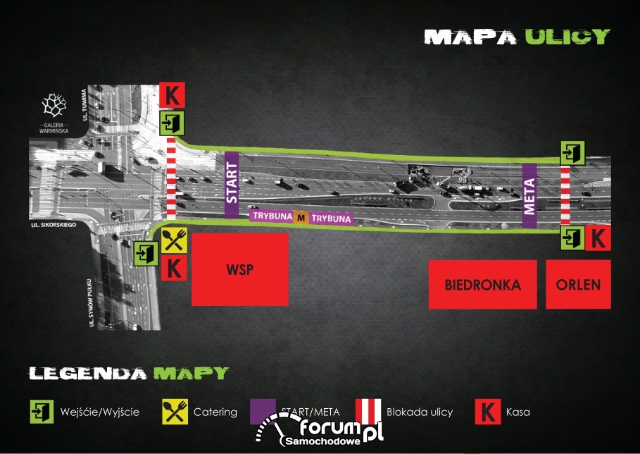 Mapa wyścigów ulicznych - Night Power 2016